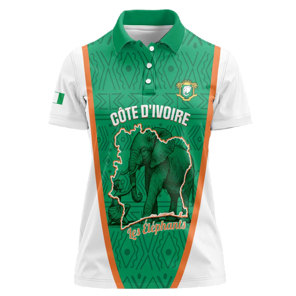 Custom Ivory Coast Football Women Polo Shirt 2026 Cote d'Ivoire Les Elephants Green Version LT14