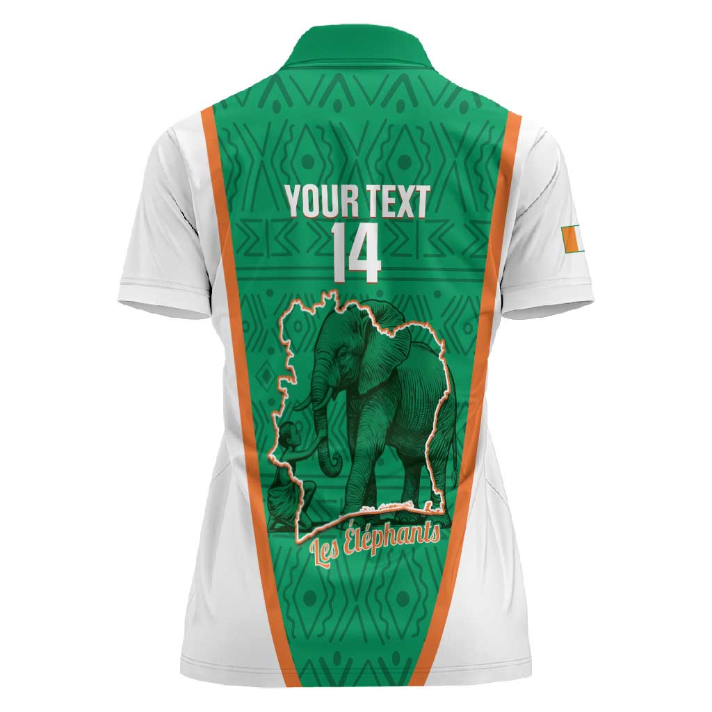 Custom Ivory Coast Football Women Polo Shirt 2026 Cote d'Ivoire Les Elephants Green Version LT14