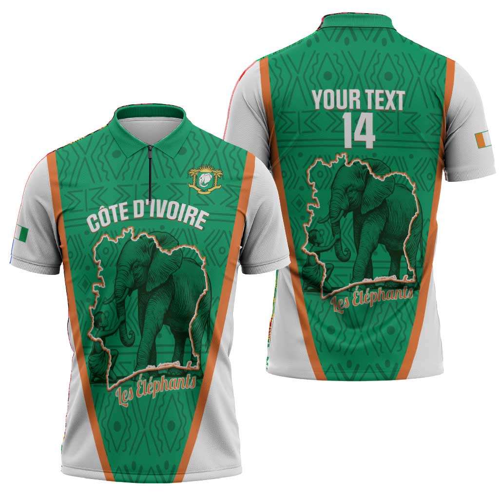 Custom Ivory Coast Football Zipper Polo Shirt 2026 Cote d'Ivoire Les Elephants Green Version - African Pride
