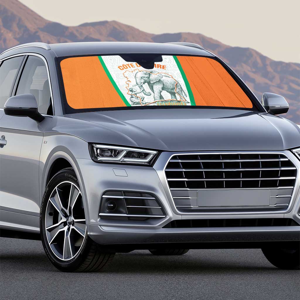 Ivory Coast Football Auto Sun Shade 2026 Cote d'Ivoire Les Elephants White Version - African Pride