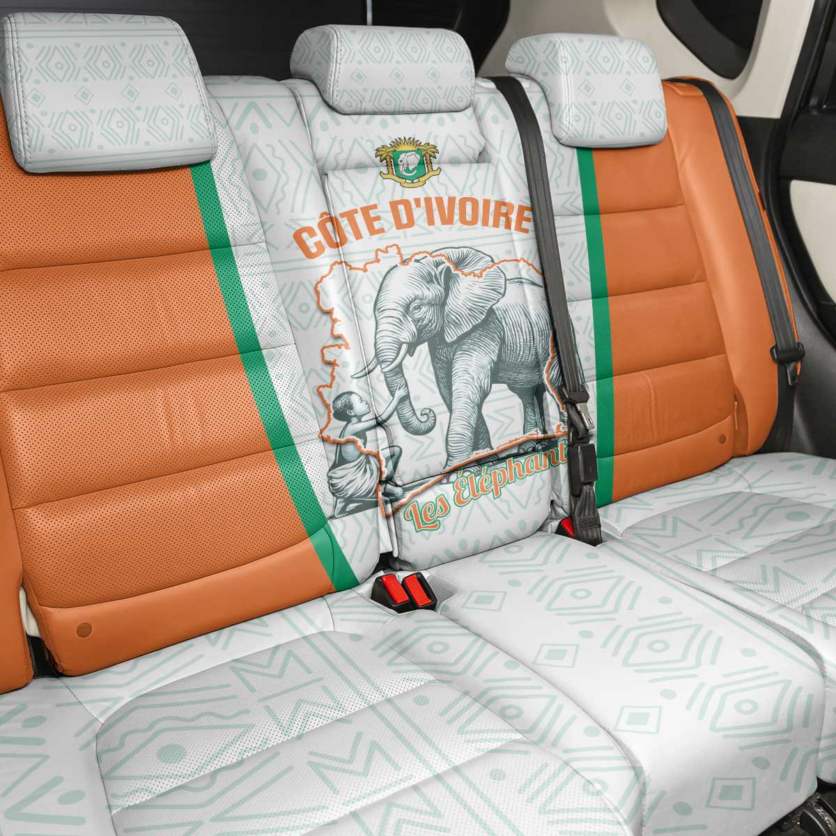 Ivory Coast Football Back Car Seat Cover 2026 Cote d'Ivoire Les Elephants White Version - African Pride