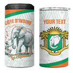 Custom Ivory Coast Football 4 in 1 Can Cooler Tumbler 2026 Cote d'Ivoire Les Elephants White Version - African Pride