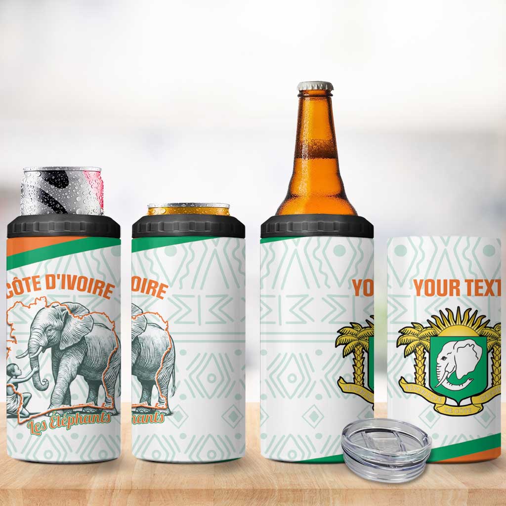 Custom Ivory Coast Football 4 in 1 Can Cooler Tumbler 2026 Cote d'Ivoire Les Elephants White Version - African Pride