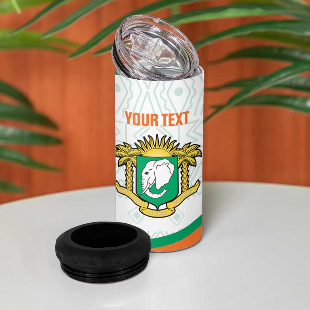 Custom Ivory Coast Football 4 in 1 Can Cooler Tumbler 2026 Cote d'Ivoire Les Elephants White Version - African Pride