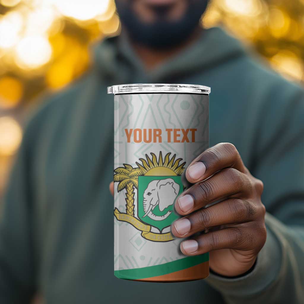 Custom Ivory Coast Football 4 in 1 Can Cooler Tumbler 2026 Cote d'Ivoire Les Elephants White Version - African Pride