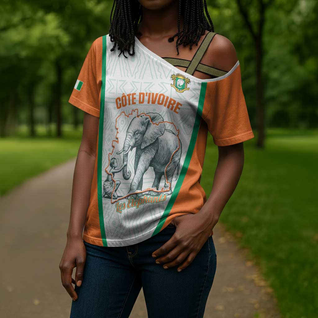 Custom Ivory Coast Football Cross Shoulder Shirt 2026 Cote d'Ivoire Les Elephants White Version - African Pride