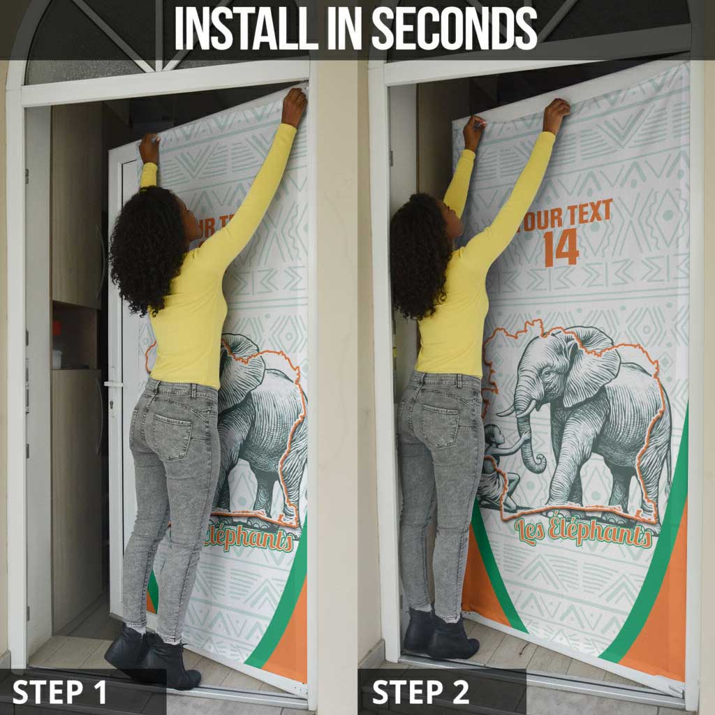 Custom Ivory Coast Football Door Cover 2026 Cote d'Ivoire Les Elephants White Version - African Pride