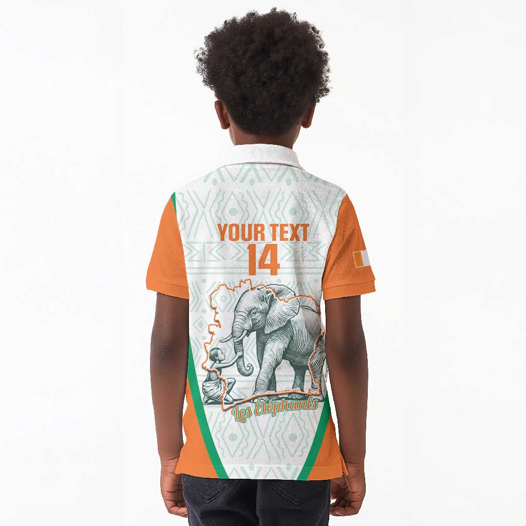 Custom Ivory Coast Football Kid Polo Shirt 2026 Cote d'Ivoire Les Elephants White Version LT14