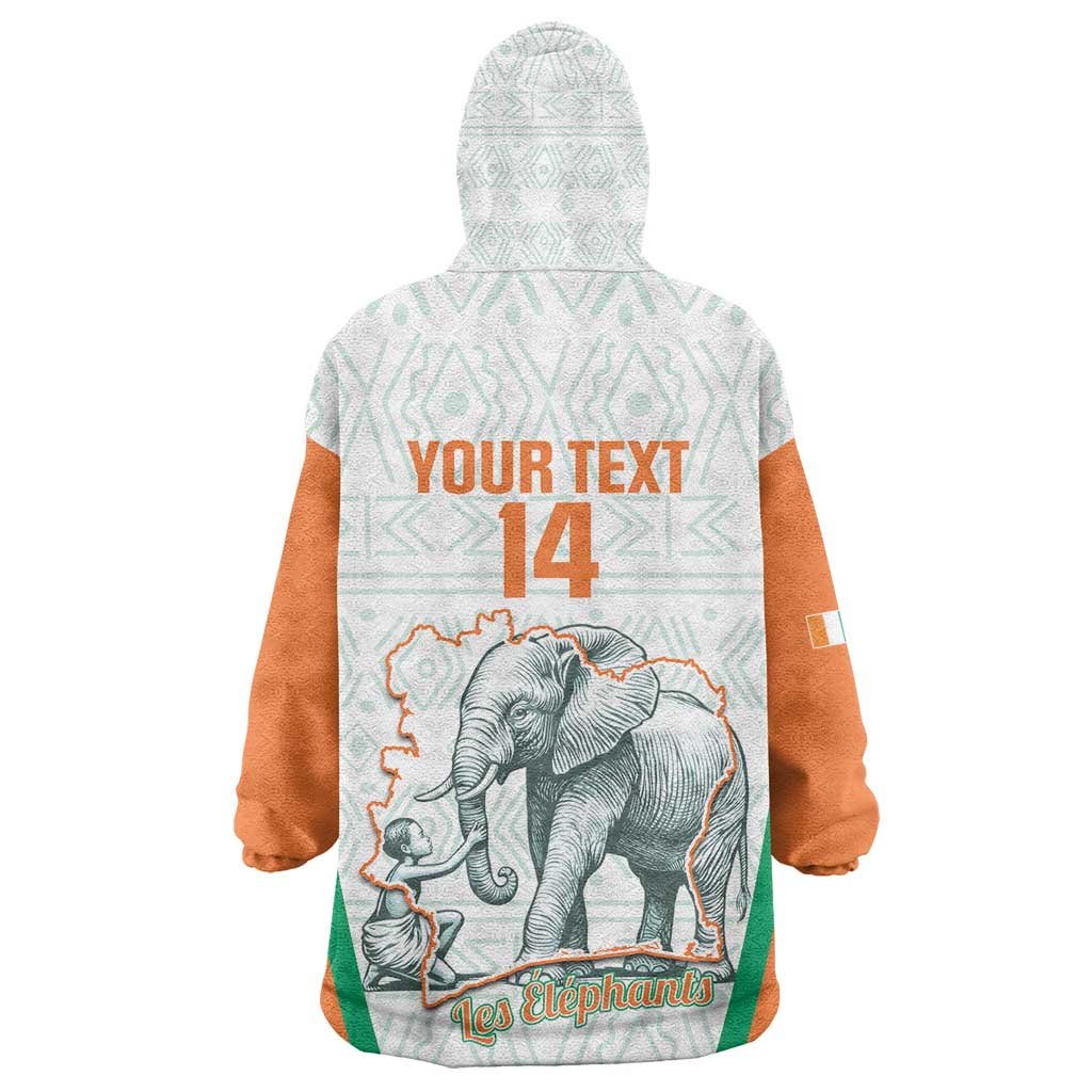 Custom Ivory Coast Football Kid Wearable Blanket Hoodie 2026 Cote d'Ivoire Les Elephants White Version - African Pride
