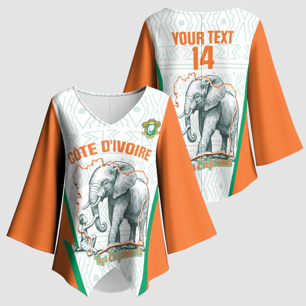 Custom Ivory Coast Football Kimono Sleeve Blouse 2026 Cote d'Ivoire Les Elephants White Version - African Pride