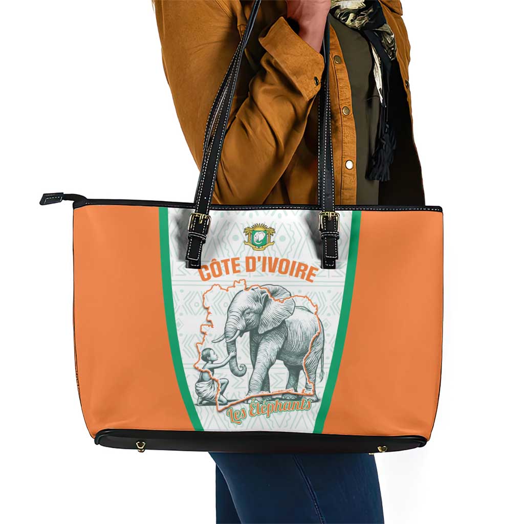 Ivory Coast Football Leather Tote Bag 2026 Cote d'Ivoire Les Elephants White Version - African Pride