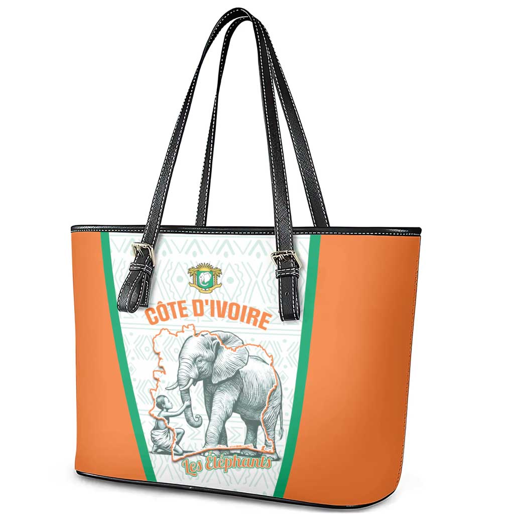 Ivory Coast Football Leather Tote Bag 2026 Cote d'Ivoire Les Elephants White Version - African Pride