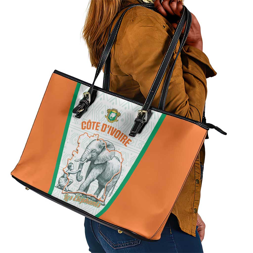 Ivory Coast Football Leather Tote Bag 2026 Cote d'Ivoire Les Elephants White Version - African Pride