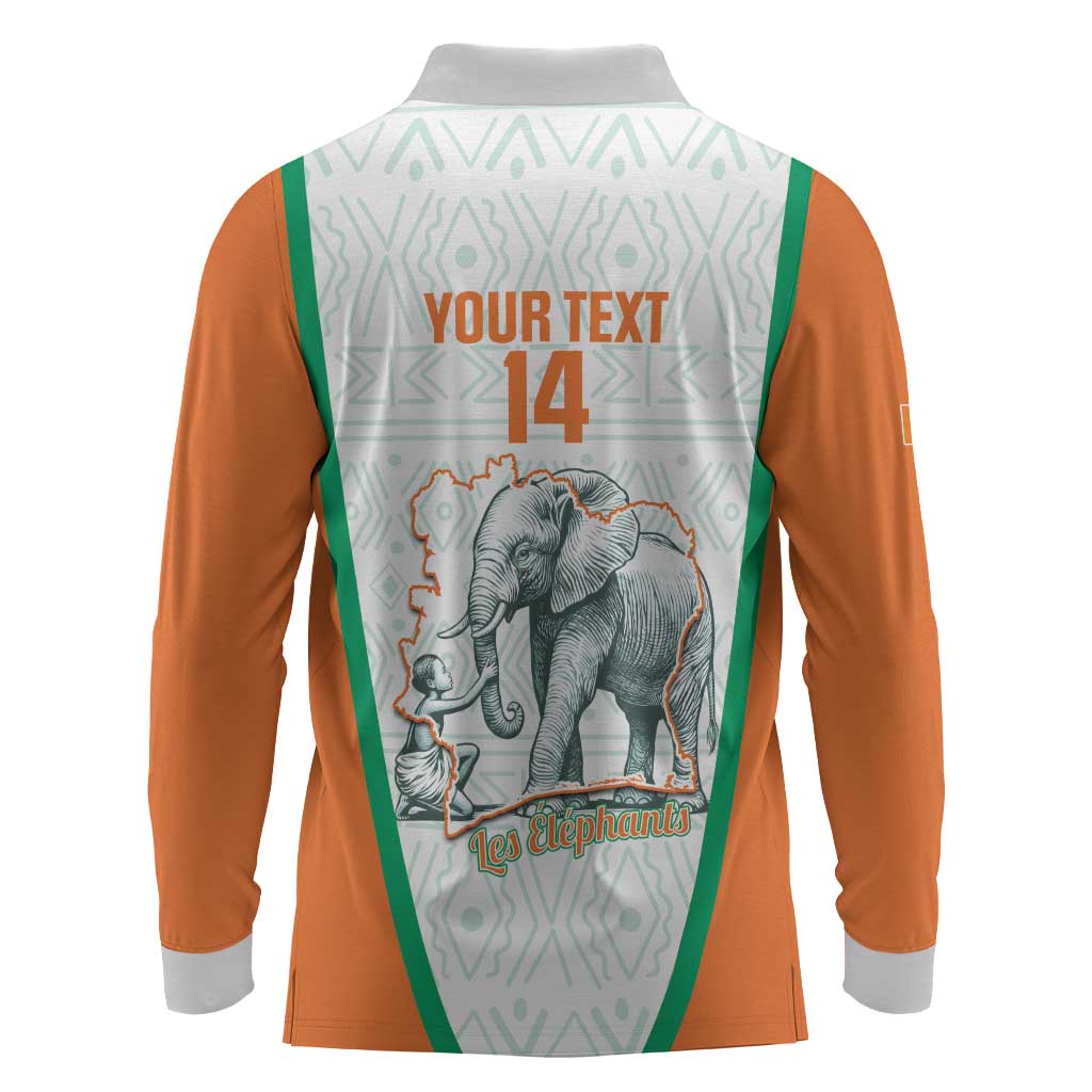 Custom Ivory Coast Football Long Sleeve Polo Shirt 2026 Cote d'Ivoire Les Elephants White Version - African Pride