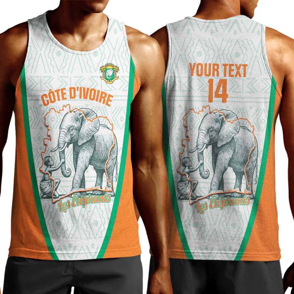 Custom Ivory Coast Football Men Tank Top 2026 Cote d'Ivoire Les Elephants White Version - African Pride