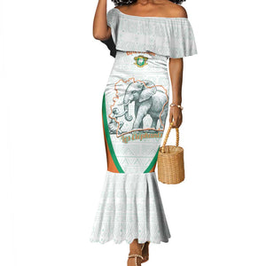 Custom Ivory Coast Football Mermaid Dress 2026 Cote d'Ivoire Les Elephants White Version - African Pride