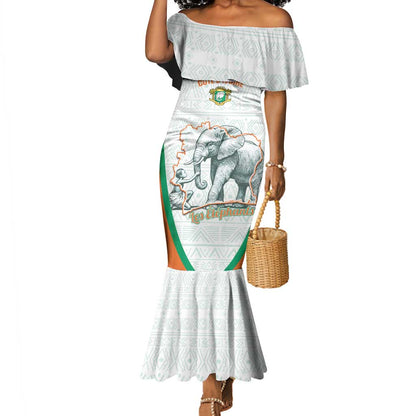Custom Ivory Coast Football Mermaid Dress 2026 Cote d'Ivoire Les Elephants White Version - African Pride
