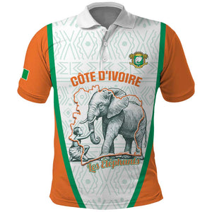 Custom Ivory Coast Football Polo Shirt 2026 Cote d'Ivoire Les Elephants White Version LT14