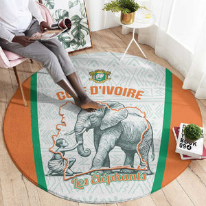 Ivory Coast Football Round Carpet 2026 Cote d'Ivoire Les Elephants White Version - African Pride