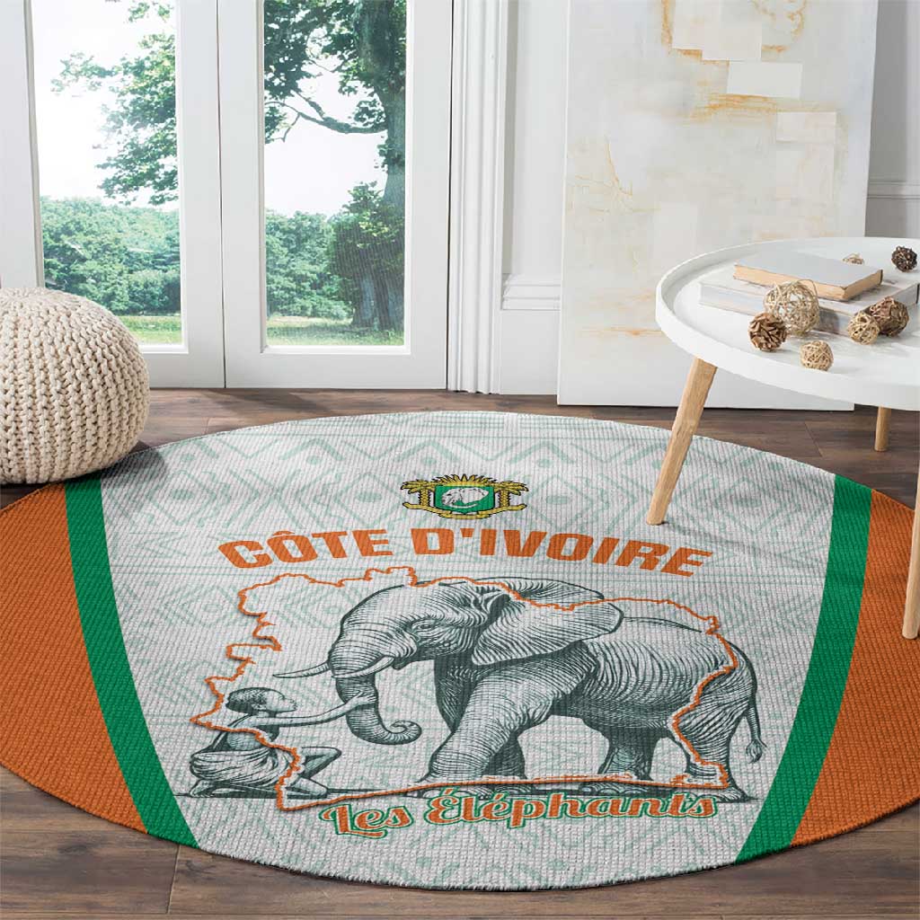 Ivory Coast Football Round Carpet 2026 Cote d'Ivoire Les Elephants White Version - African Pride