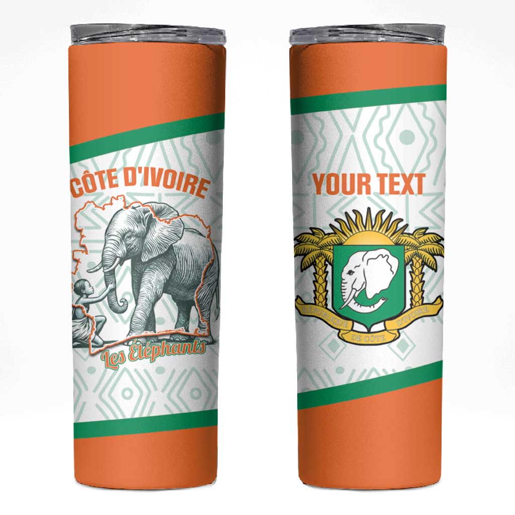 Custom Ivory Coast Football Skinny Tumbler 2026 Cote d'Ivoire Les Elephants White Version - African Pride