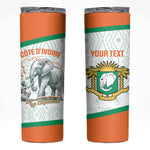 Custom Ivory Coast Football Skinny Tumbler 2026 Cote d'Ivoire Les Elephants White Version - African Pride