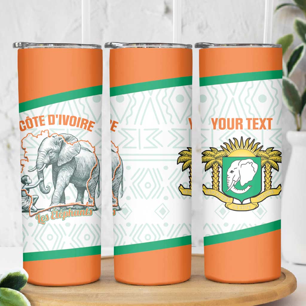 Custom Ivory Coast Football Skinny Tumbler 2026 Cote d'Ivoire Les Elephants White Version - African Pride