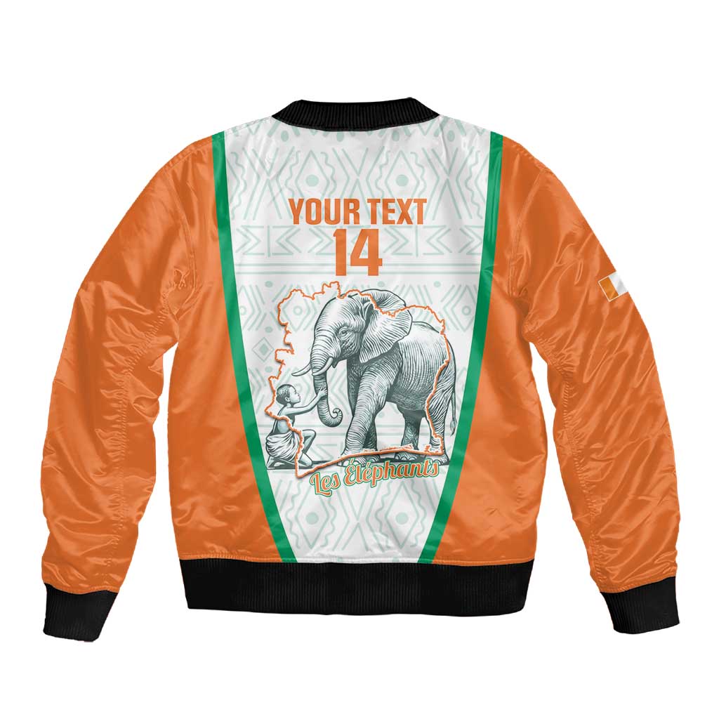 Custom Ivory Coast Football Sleeve Zip Bomber Jacket 2026 Cote d'Ivoire Les Elephants White Version - African Pride