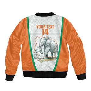 Custom Ivory Coast Football Sleeve Zip Bomber Jacket 2026 Cote d'Ivoire Les Elephants White Version - African Pride