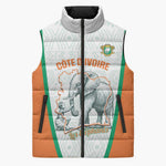 Custom Ivory Coast Football Sleeveless Puffer Jacket 2026 Cote d'Ivoire Les Elephants White Version - African Pride