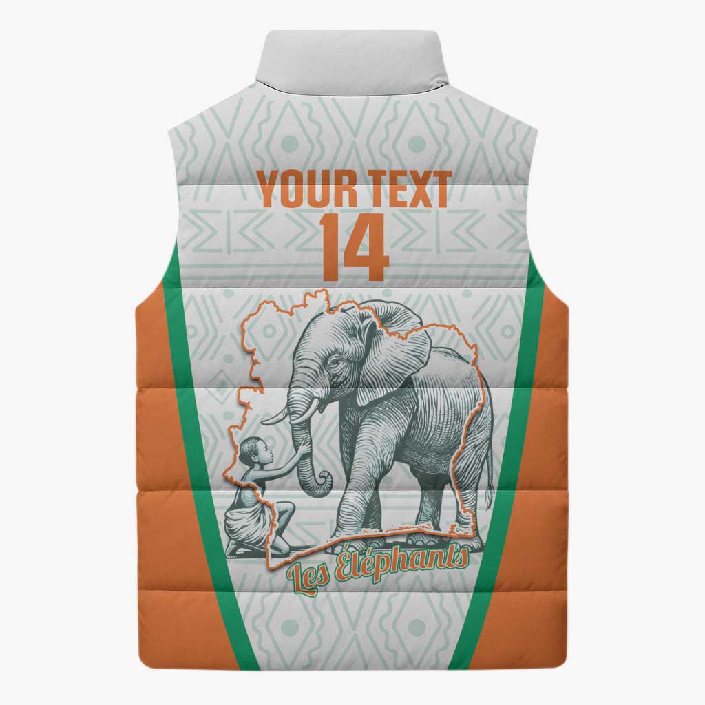 Custom Ivory Coast Football Sleeveless Puffer Jacket 2026 Cote d'Ivoire Les Elephants White Version - African Pride