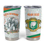 Custom Ivory Coast Football Tumbler Cup 2026 Cote d'Ivoire Les Elephants White Version - African Pride