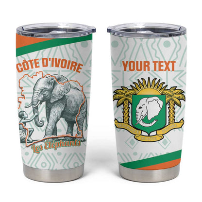 Custom Ivory Coast Football Tumbler Cup 2026 Cote d'Ivoire Les Elephants White Version - African Pride