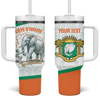Custom Ivory Coast Football Tumbler With Handle 2026 Cote d'Ivoire Les Elephants White Version - African Pride