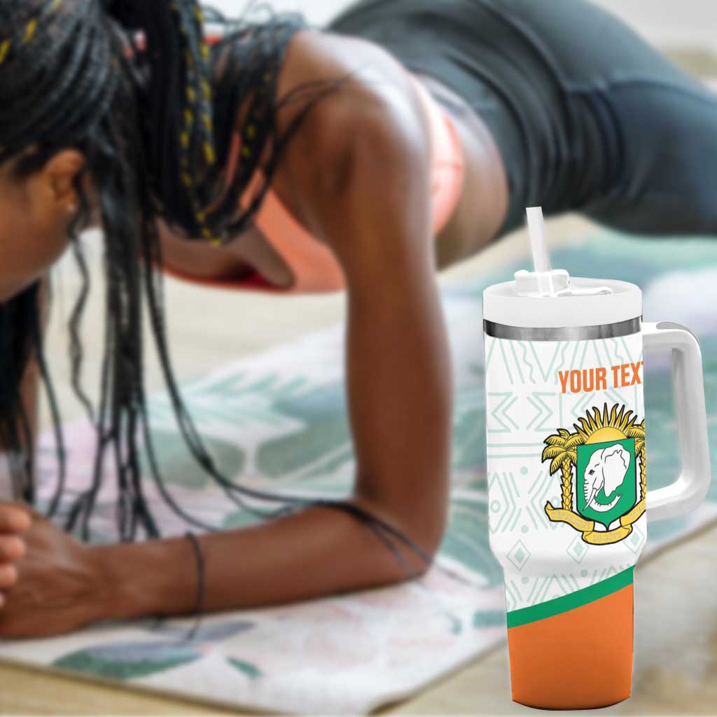 Custom Ivory Coast Football Tumbler With Handle 2026 Cote d'Ivoire Les Elephants White Version - African Pride