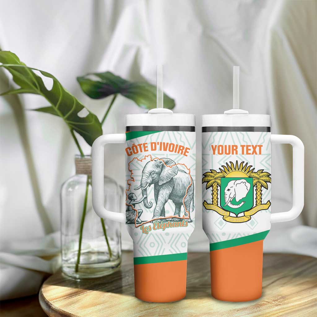 Custom Ivory Coast Football Tumbler With Handle 2026 Cote d'Ivoire Les Elephants White Version - African Pride