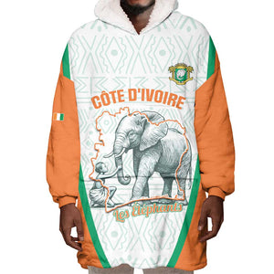 Custom Ivory Coast Football Wearable Blanket Hoodie 2026 Cote d'Ivoire Les Elephants White Version - African Pride