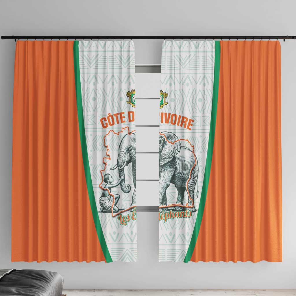 Ivory Coast Football Window Curtain 2026 Cote d'Ivoire Les Elephants White Version - African Pride