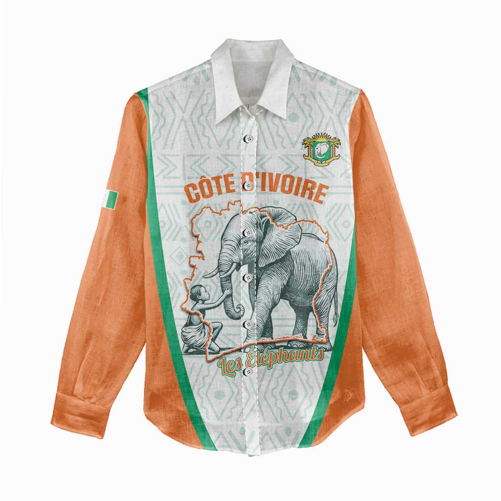 Custom Ivory Coast Football Women Casual Shirt 2026 Cote d'Ivoire Les Elephants White Version - African Pride