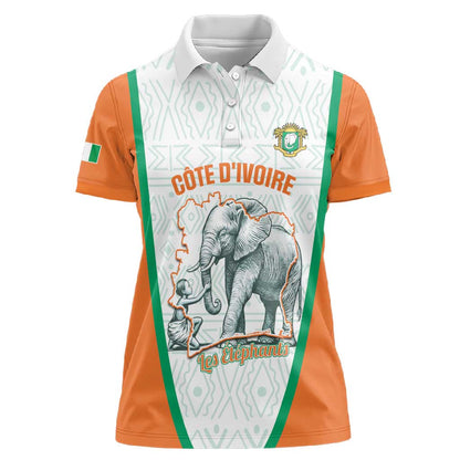 Custom Ivory Coast Football Women Polo Shirt 2026 Cote d'Ivoire Les Elephants White Version LT14