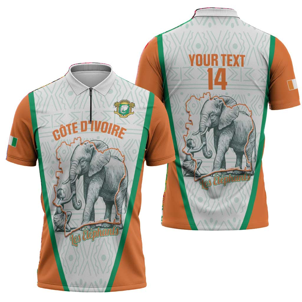 Custom Ivory Coast Football Zipper Polo Shirt 2026 Cote d'Ivoire Les Elephants White Version - African Pride