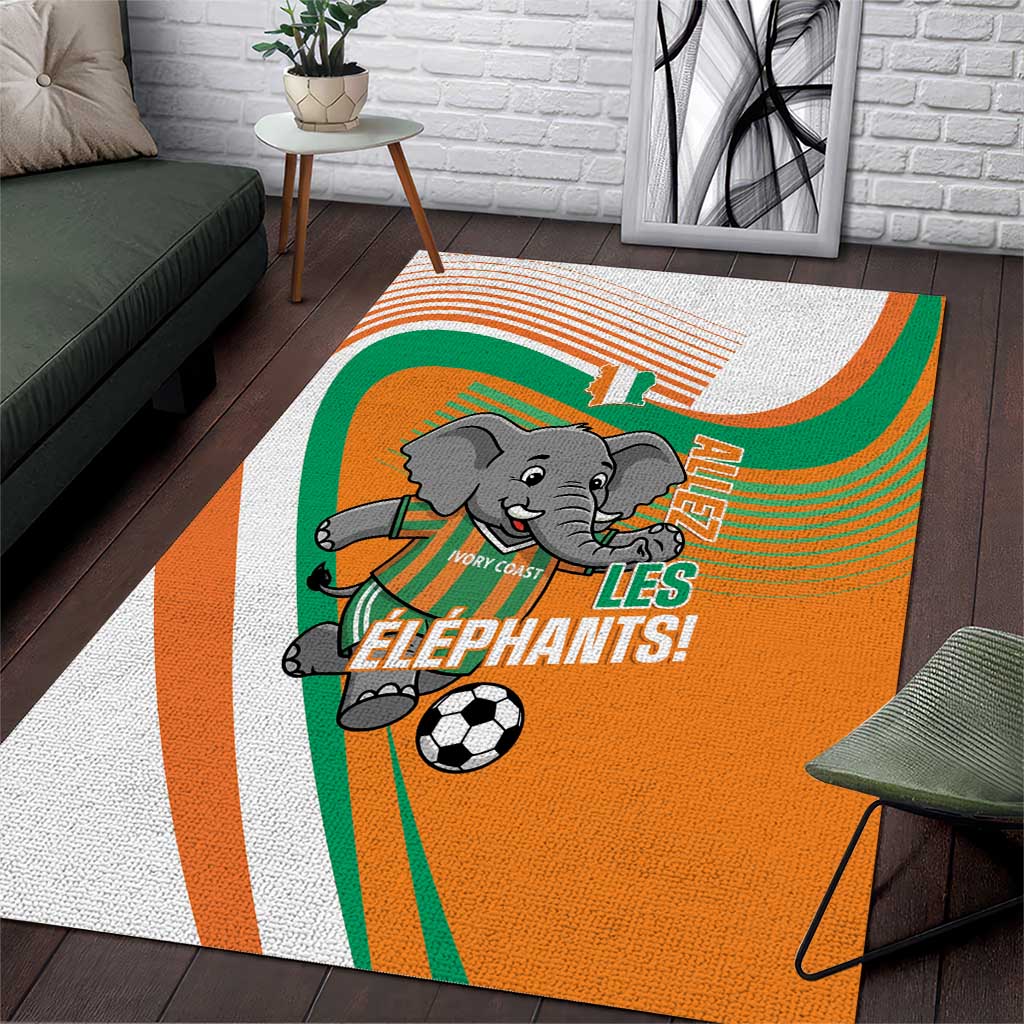 Ivory Coast Football Area Rug 2026 Allez Les Elephants Cute Mascot by ...