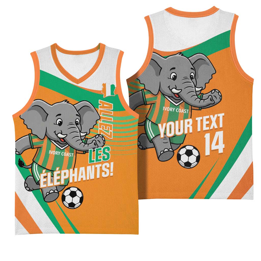 Custom Ivory Coast Football Basketball Jersey 2026 Allez Les Elephants Cute Mascot - African Pride