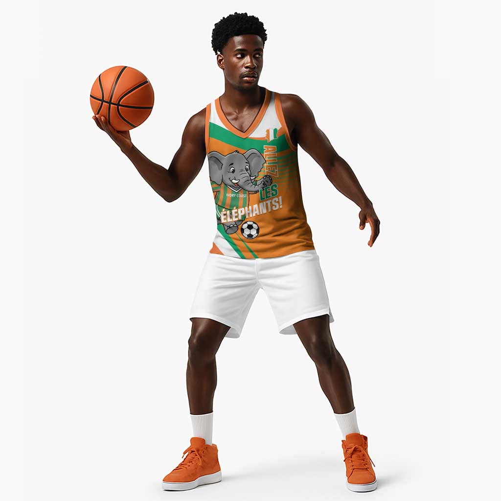 Custom Ivory Coast Football Basketball Jersey 2026 Allez Les Elephants Cute Mascot - African Pride