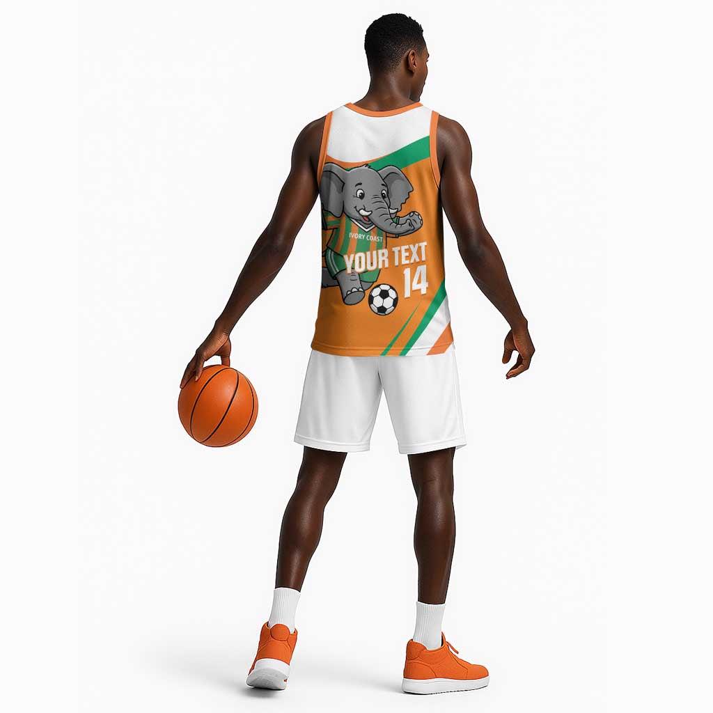 Custom Ivory Coast Football Basketball Jersey 2026 Allez Les Elephants Cute Mascot - African Pride