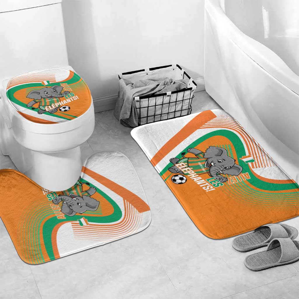 Ivory Coast Football Bathroom Set 2026 Allez Les Elephants Cute Mascot - African Pride