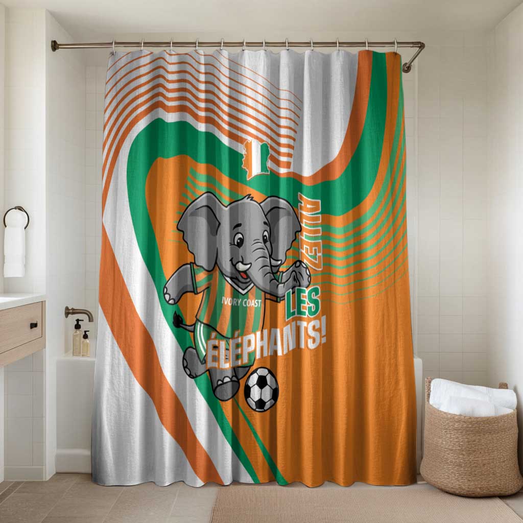 Ivory Coast Football Bathroom Set 2026 Allez Les Elephants Cute Mascot - African Pride