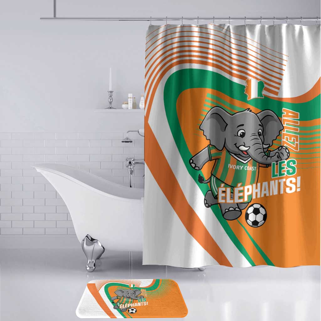 Ivory Coast Football Bathroom Set 2026 Allez Les Elephants Cute Mascot - African Pride