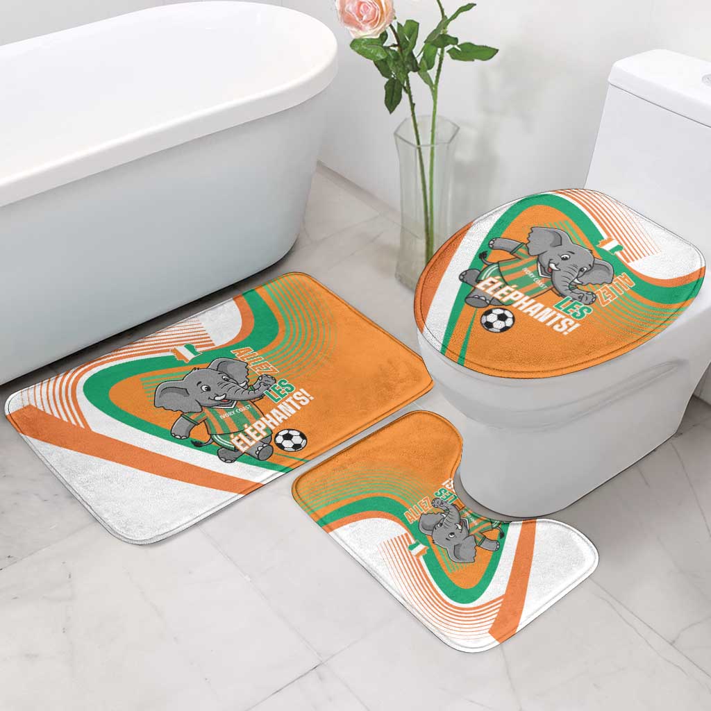 Ivory Coast Football Bathroom Set 2026 Allez Les Elephants Cute Mascot - African Pride