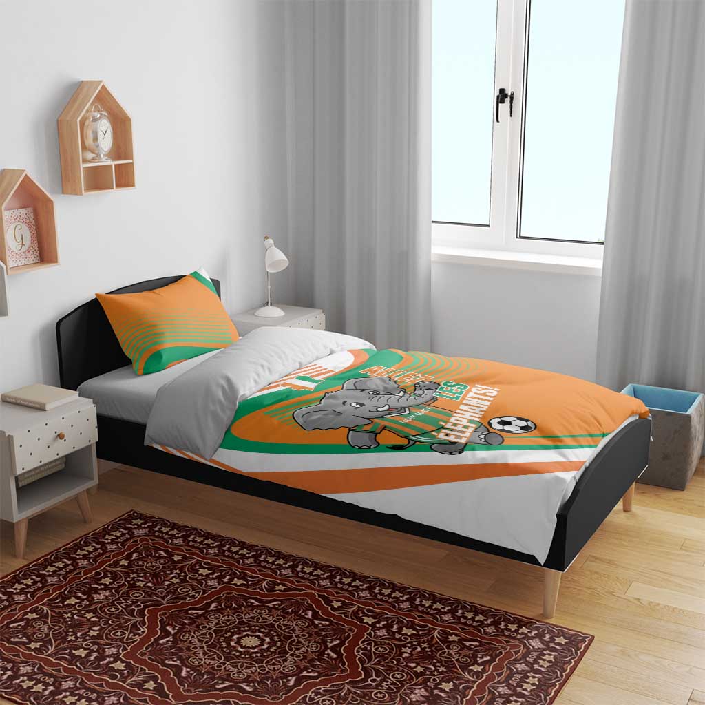 Ivory Coast Football Bedding Set 2026 Allez Les Elephants Cute Mascot - African Pride